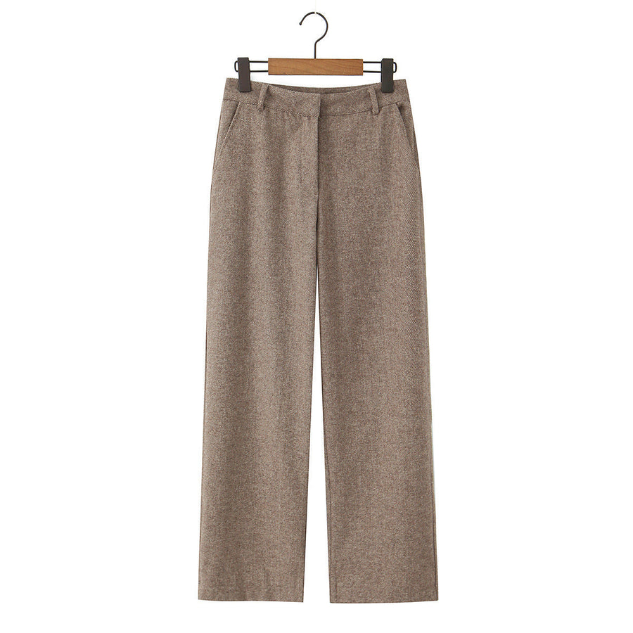 Wollhose Damen aus Wollmischung, hochtailliert mit weitem, geradem Bein