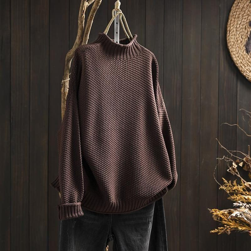 Wollpullover mit Strukturstrick und lockerem Schnitt für Damen