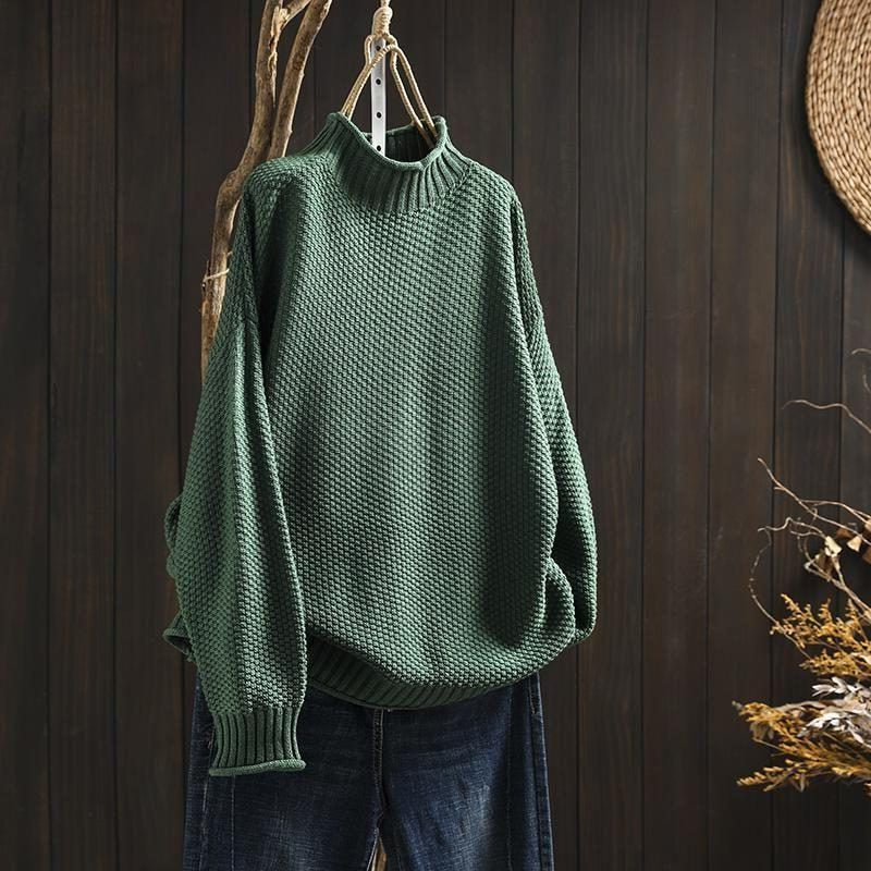 Wollpullover mit Strukturstrick und lockerem Schnitt für Damen