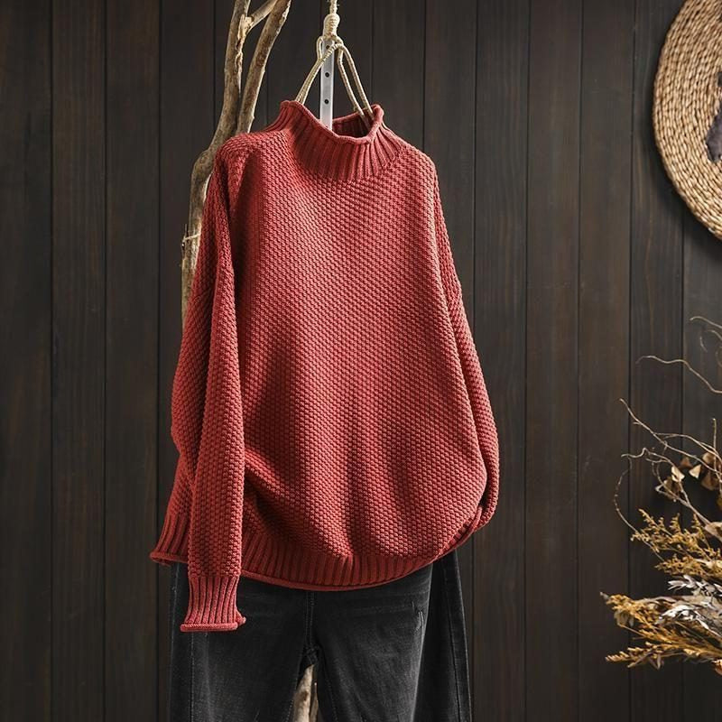 Wollpullover mit Strukturstrick und lockerem Schnitt für Damen