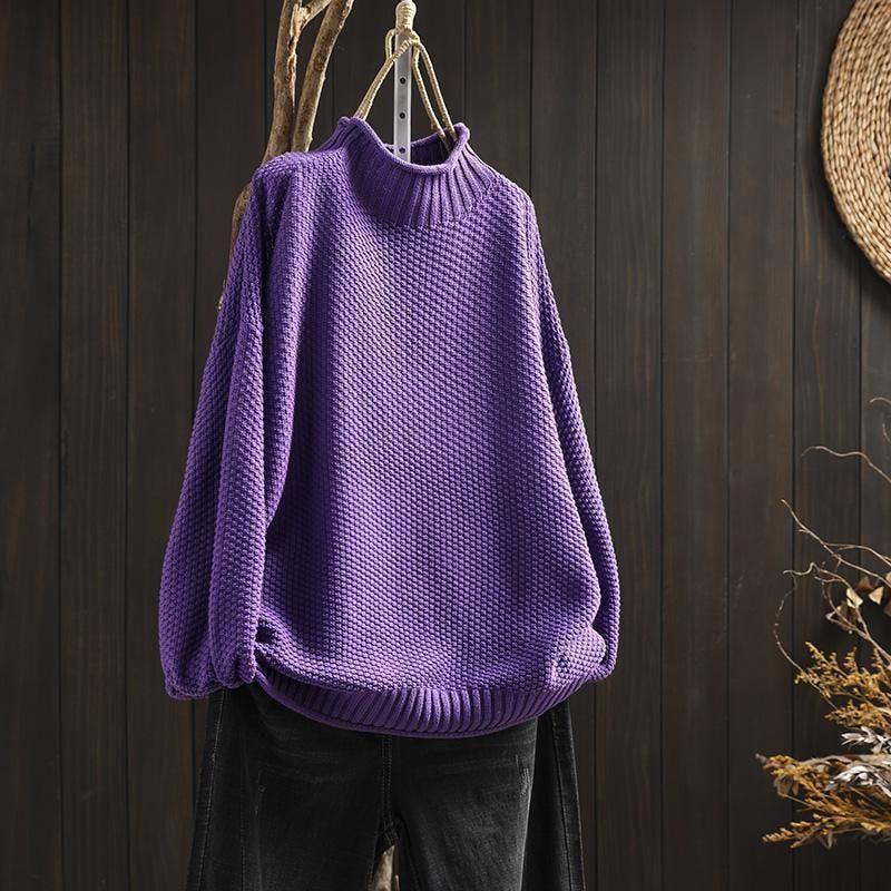 Wollpullover mit Strukturstrick und lockerem Schnitt für Damen