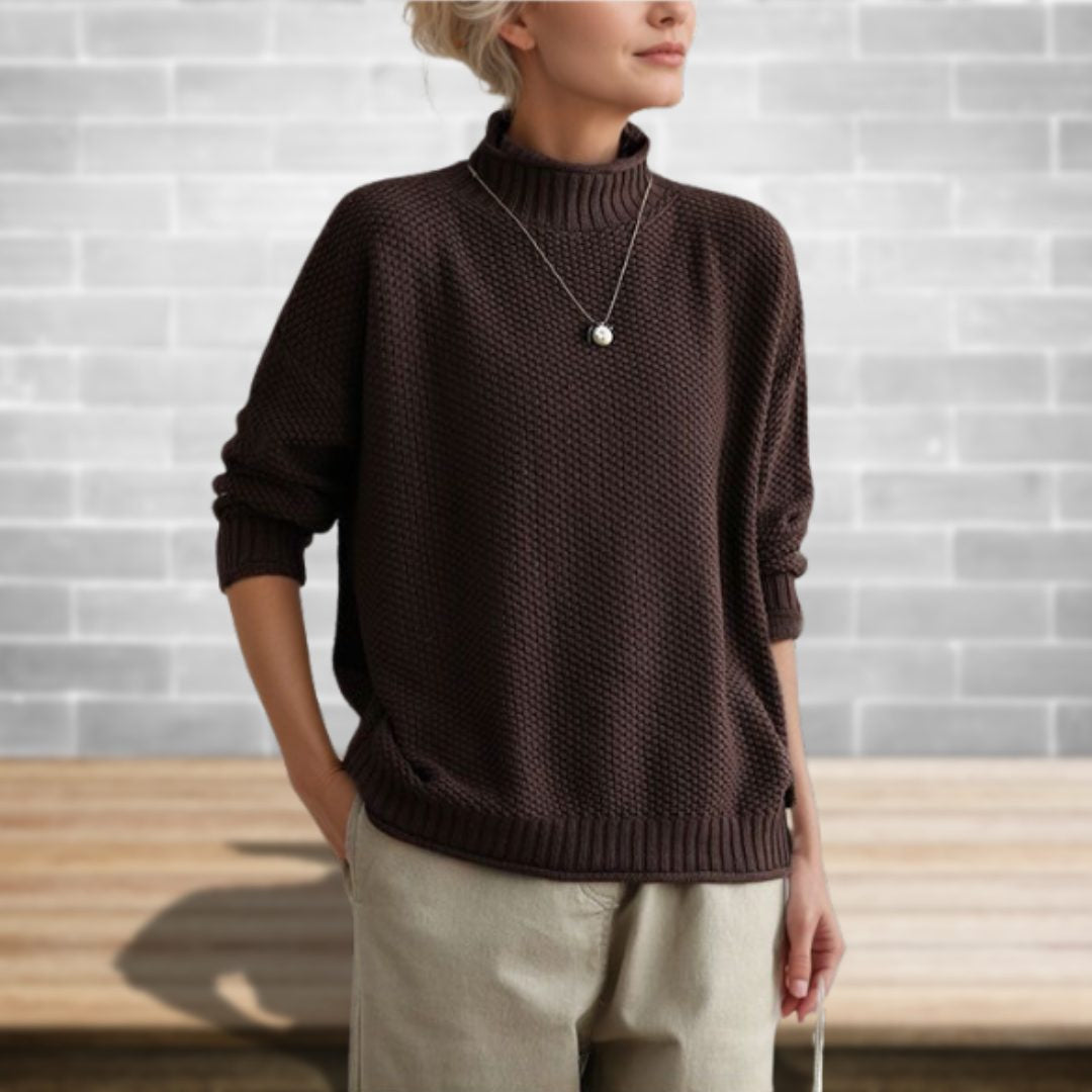 Wollpullover mit Strukturstrick und lockerem Schnitt für Damen